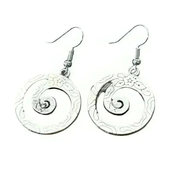 Spiral earrings dangle bohemian jewelry for women swirl charm - Picture 3 of 12